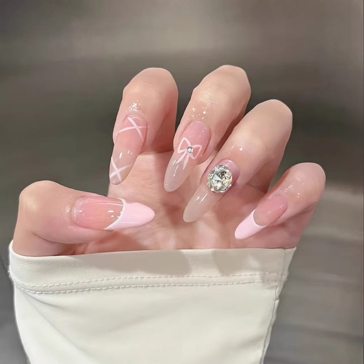 Artistic Press-On Nail Set with Floral and Heart Designs Kalsten