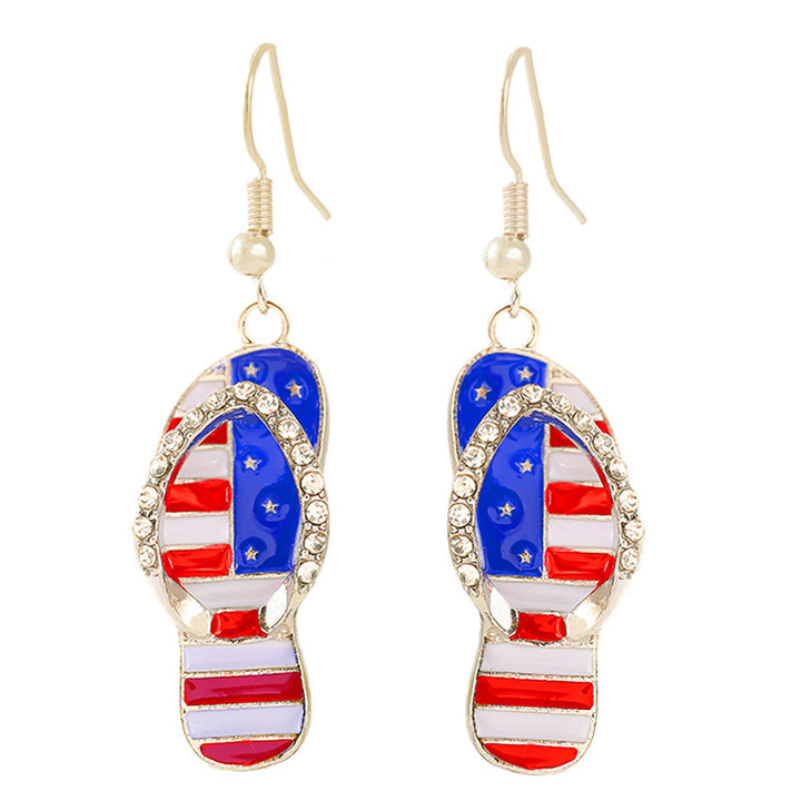 Ladies enamel earrings horseshoe with star stripe motif Kalsten