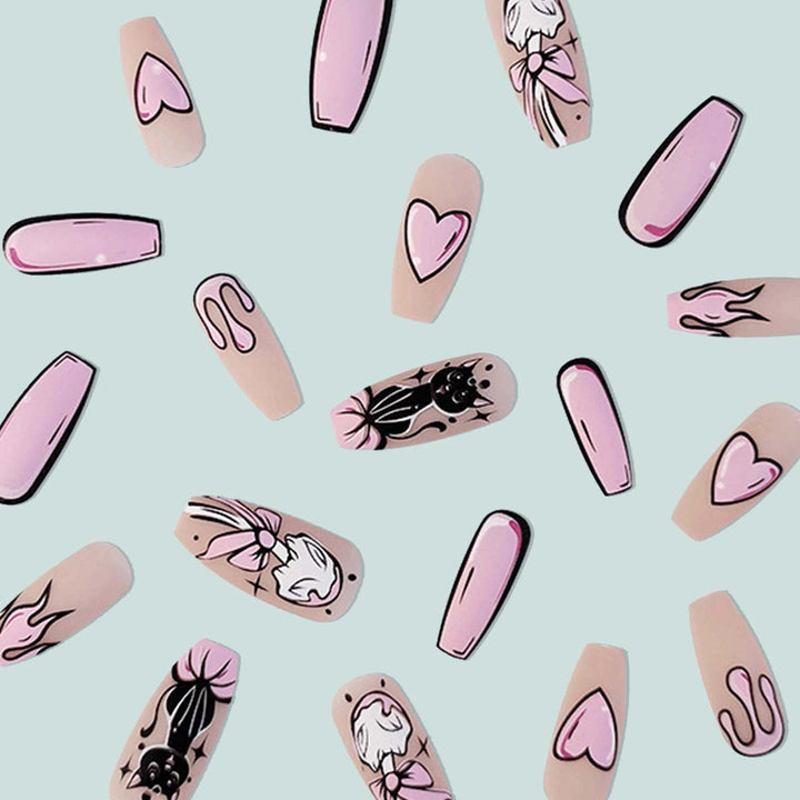 Artistic nail extensions in heart design Kalsten