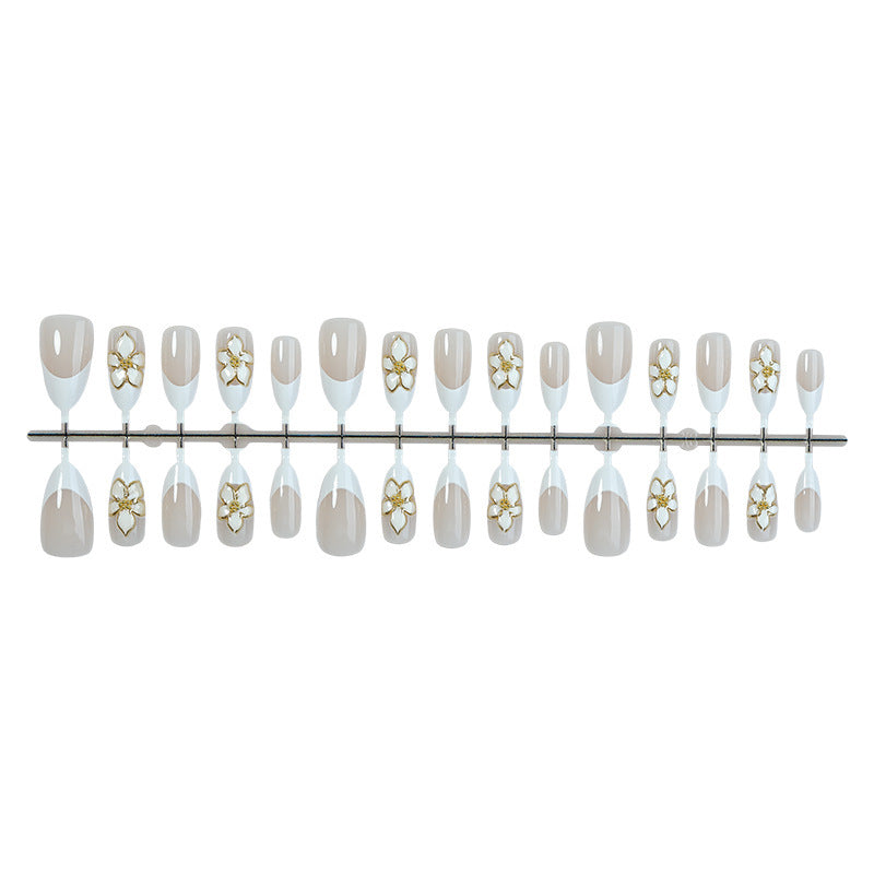 Artificial nail set with floral accents and luxurious glitter Kalsten