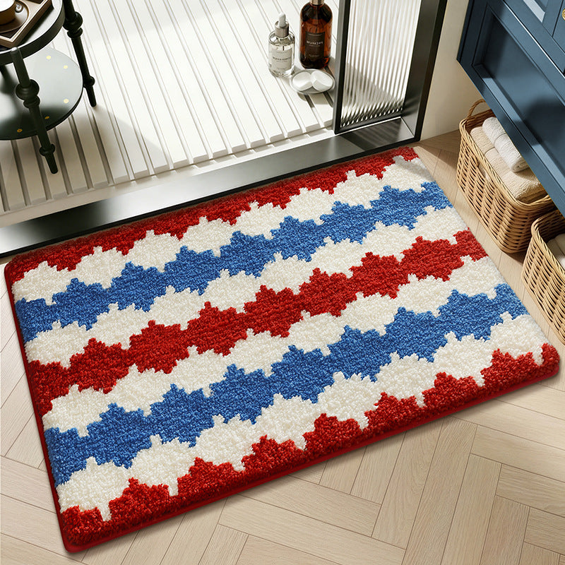 Plush Geometric Pattern Bath Mat