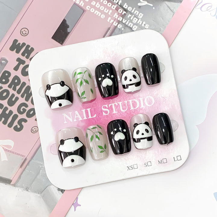 Creative art nails with panda design Kalsten