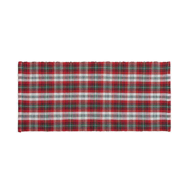 Hand-woven table runner in a traditional check pattern with a sturdy cotton structure Kalsten