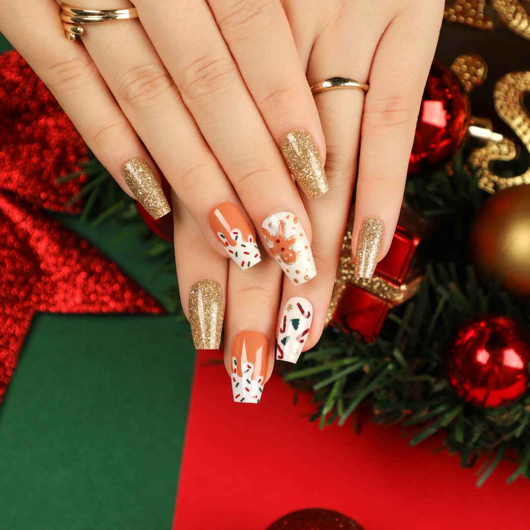 Artful Nail Extensions with Glitter and Rhinestone Embellishments Kalsten