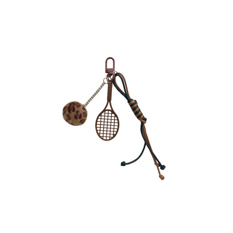 Tennis Racket and Fur Ball Keychain Kalsten