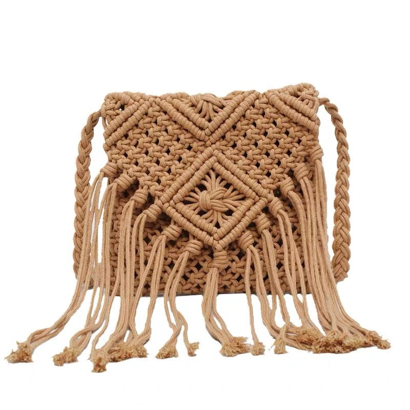 Macramé shoulder bag with fringed details Kalsten