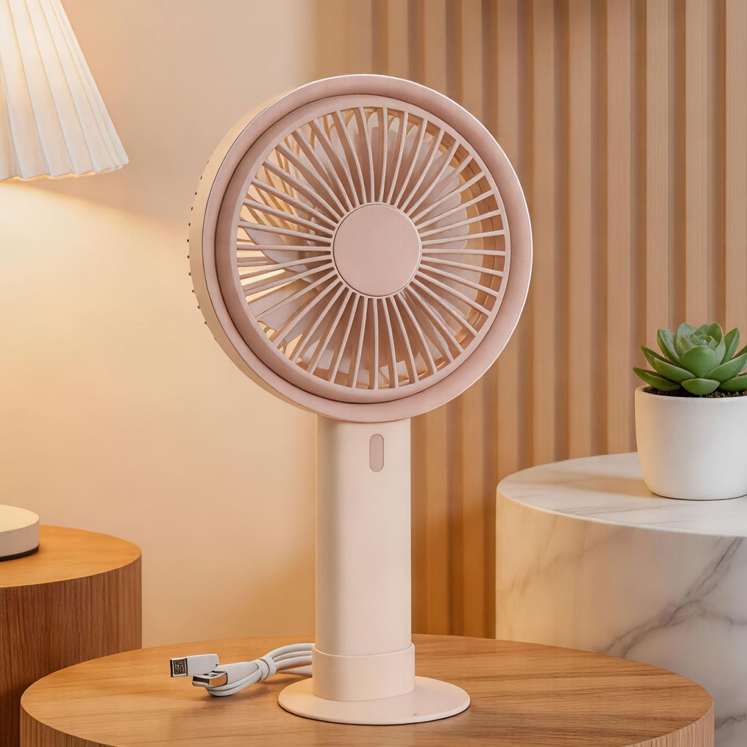 Ladies portable table fan with versatile tilt adjustment and USB connection Kalsten