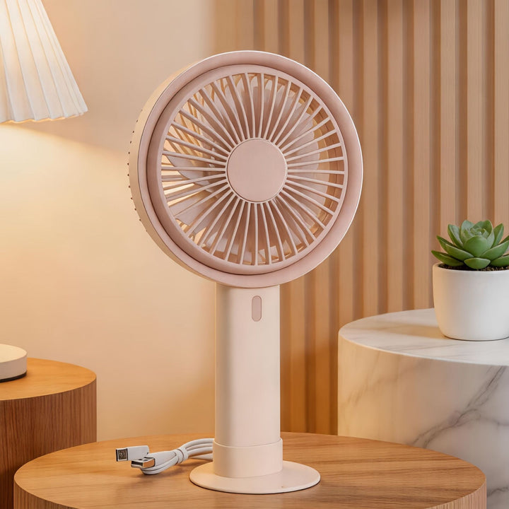 Ladies portable table fan with versatile tilt adjustment and USB connection Kalsten