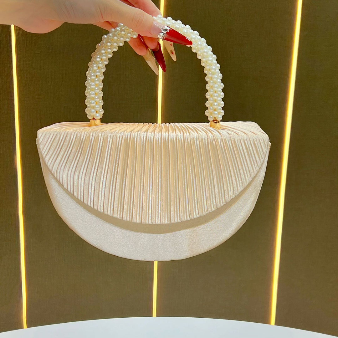 Pleated Satin Clutch Handbag