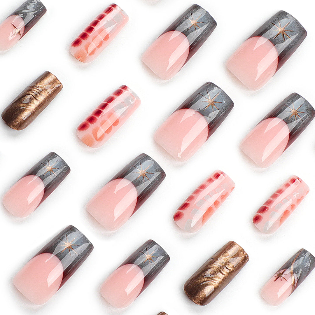 Artificial nail extensions with elegant floral design Kalsten
