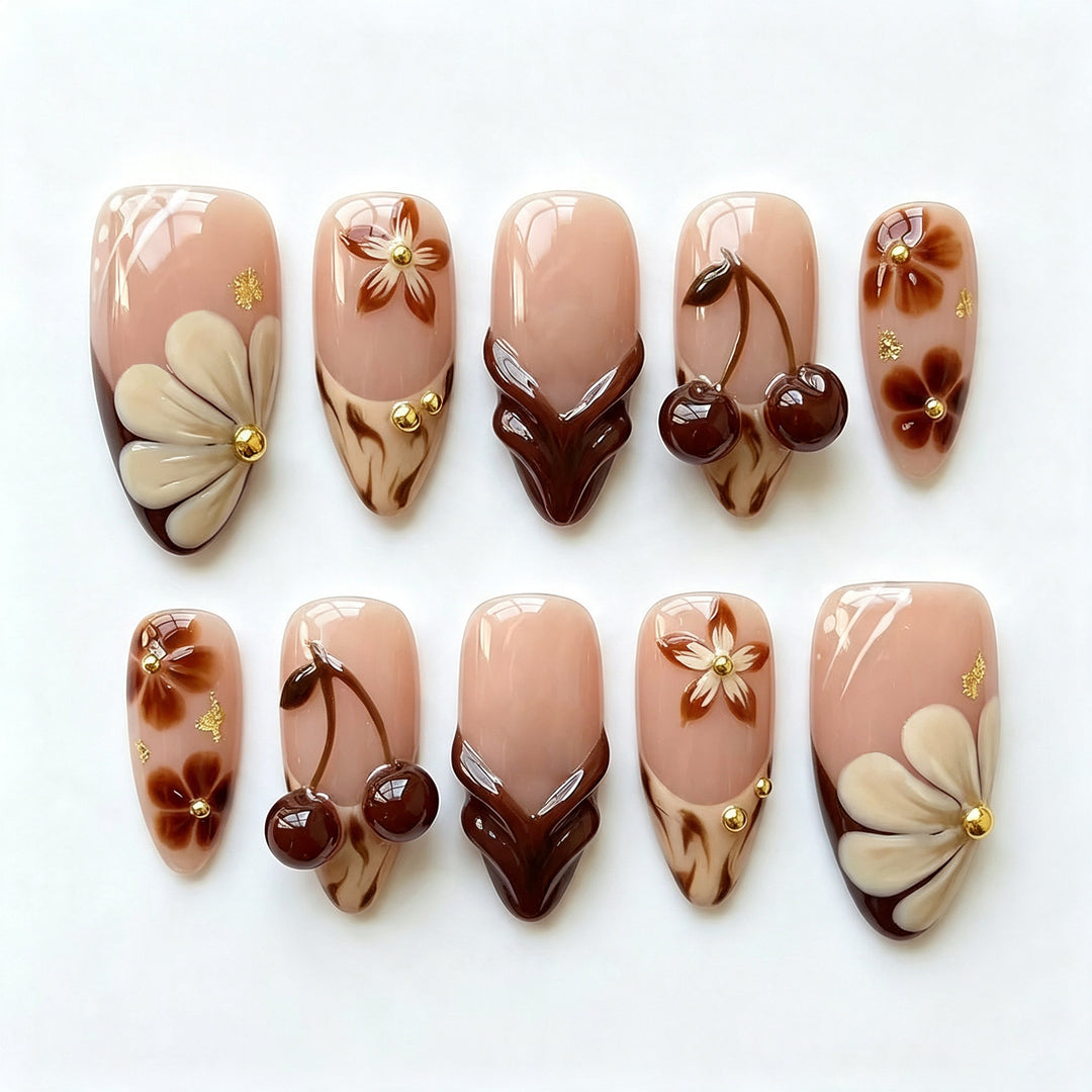 Decorative Floral Art Press-On Nail Set