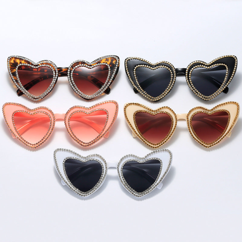 Women's Heart-Shaped Sunglasses with Glitter Accents Kalsten