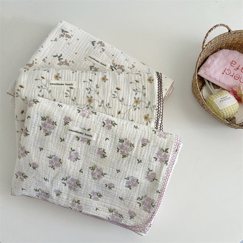 Unisex versatile muslin blanket with floral accents Kalsten