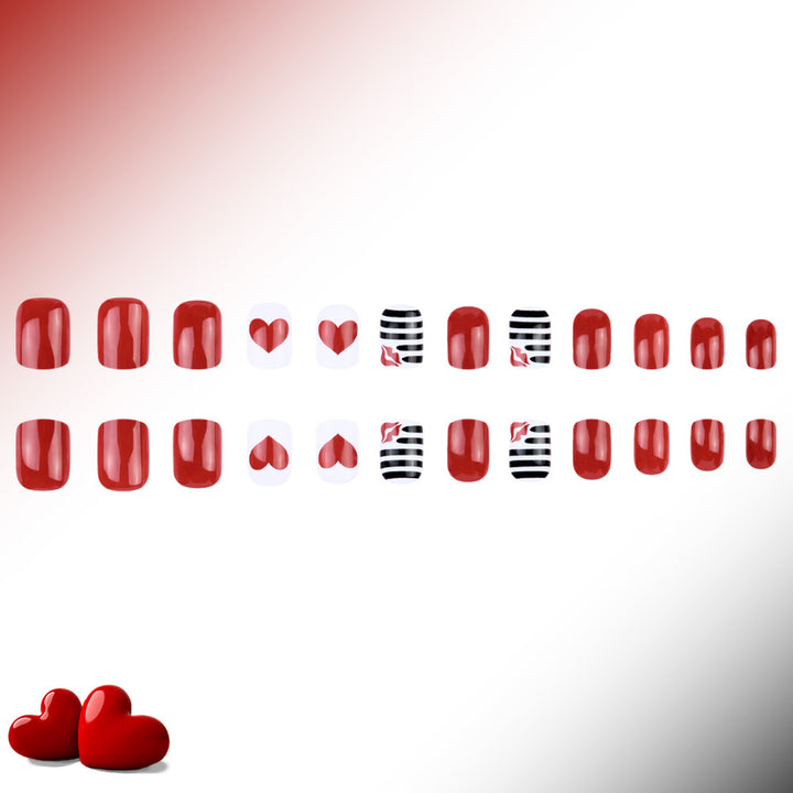 Artistic Heart-Themed Press-On Nail Art Kalsten