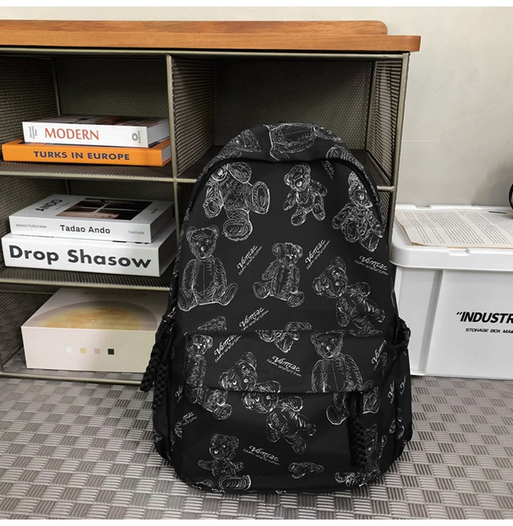 Playful Teddy Bear-Print Backpack