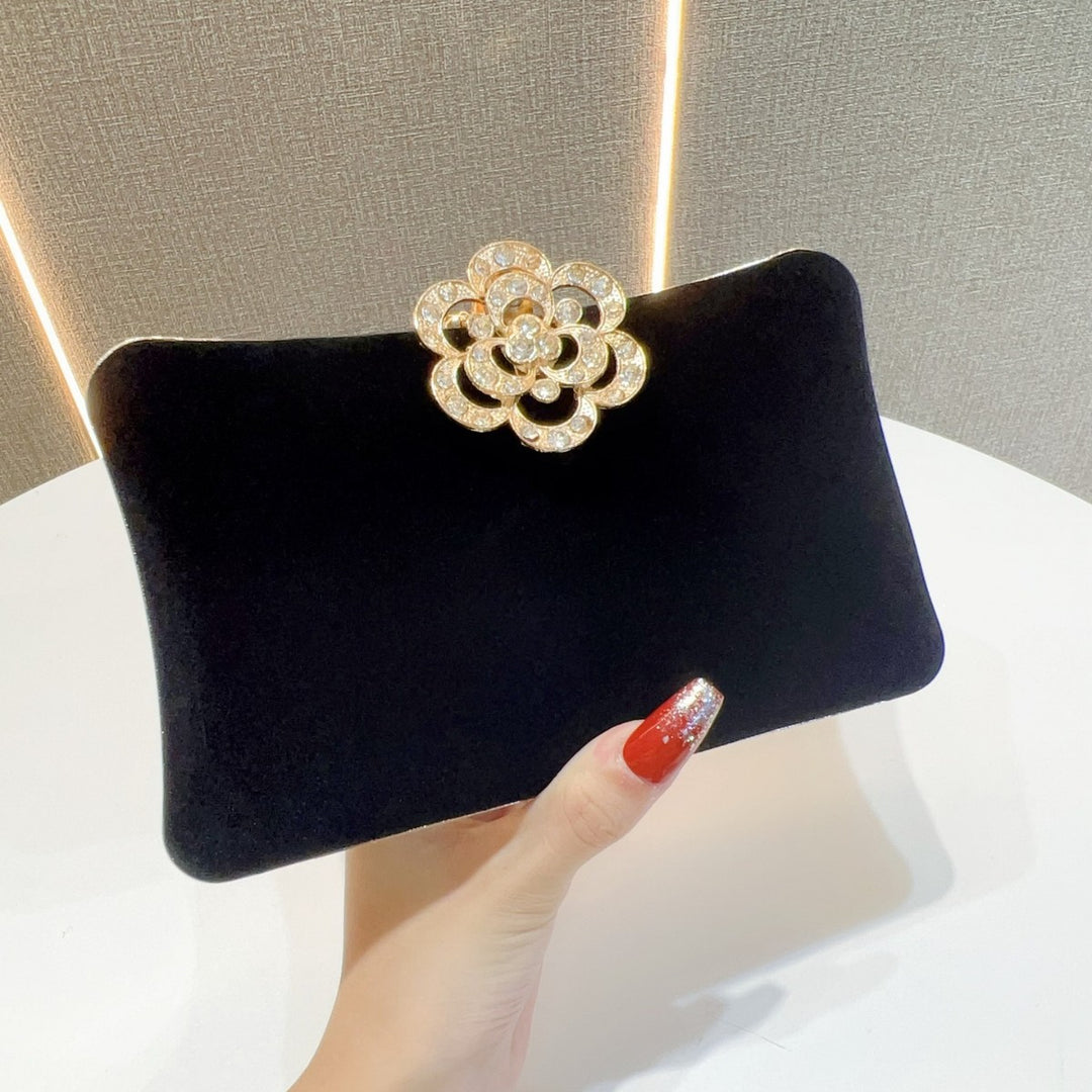 Elegant Floral Brooch Evening Clutch