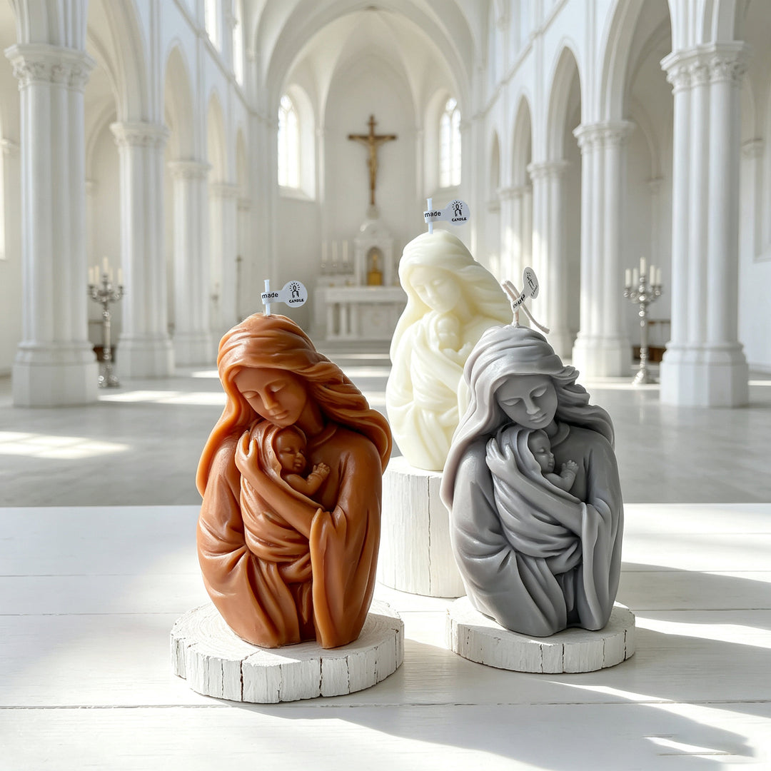 Sculpted Virgin Mary Candle Holder