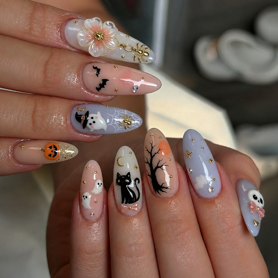 Halloween Artificial Nail Set with Creative, Spooky Designs Kalsten