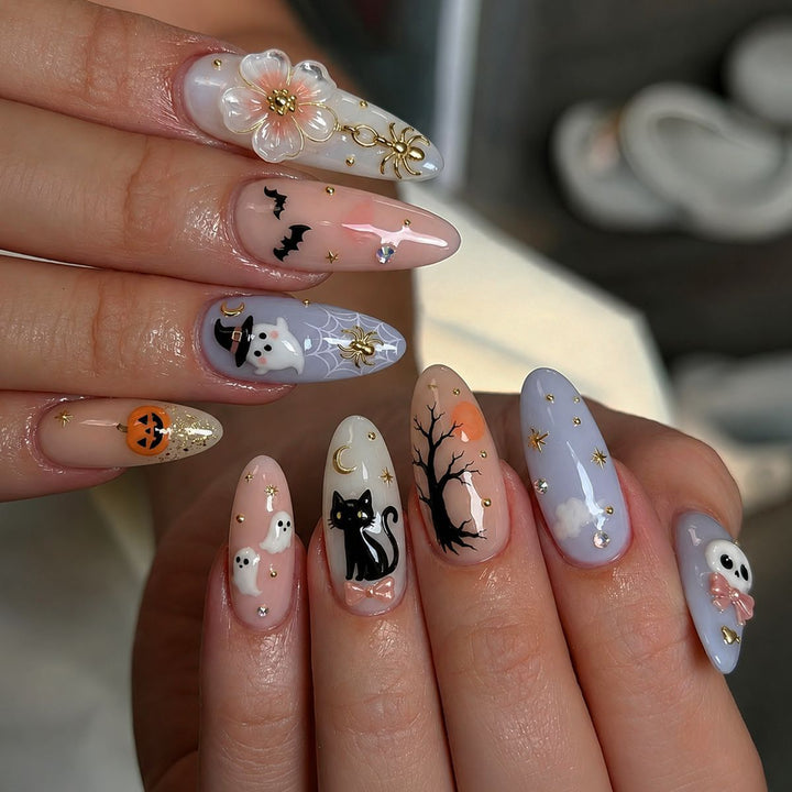 Halloween Artificial Nail Set with Creative, Spooky Designs Kalsten