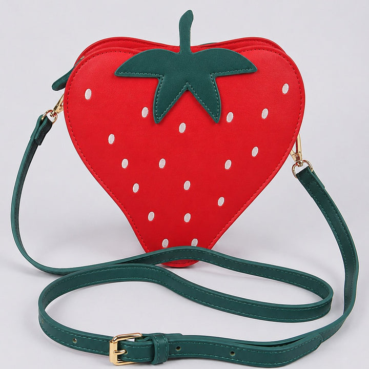 Novelty Strawberry-Shaped Crossbody Bag