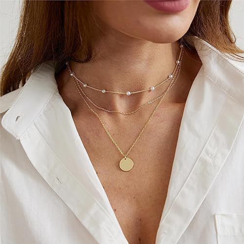 Layered Pearl and Chain Necklace Kalsten
