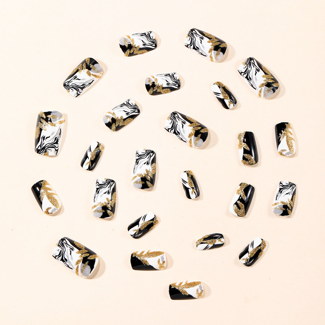 Elegant Marble-Effect Nail Art Extensions Kalsten