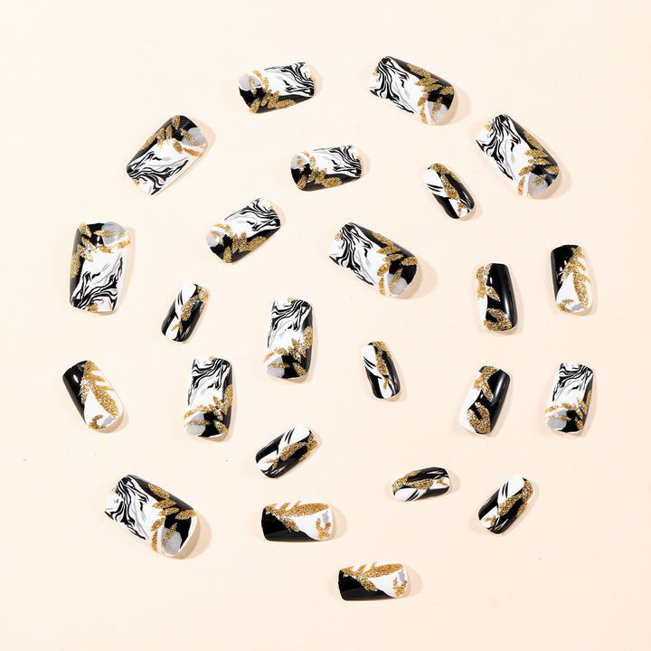 Elegant Marble-Effect Nail Art Extensions Kalsten