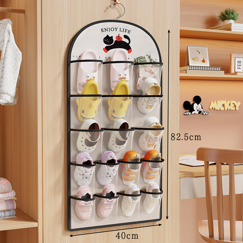 Wall-Mounted Breathable Mesh Twenty-Pocket Shoe Organizer Panel