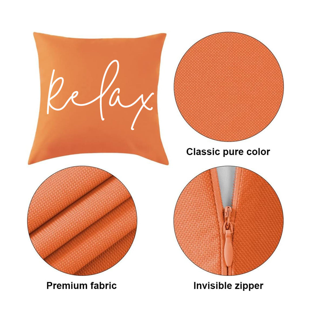 Square Script 'Relax' Outdoor-Ready Throw Pillow Cover with Hidden Zipper