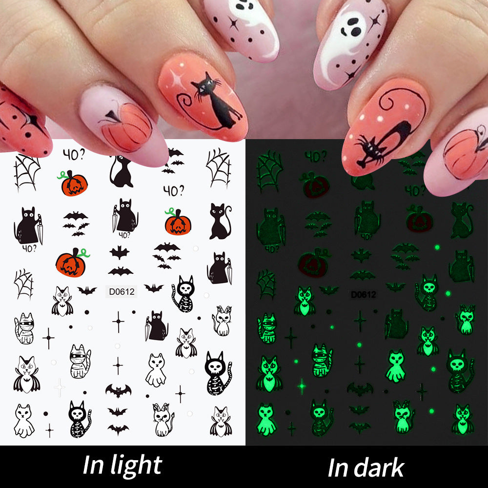 Glow-in-the-Dark Ghost Nail Art Sticker Set