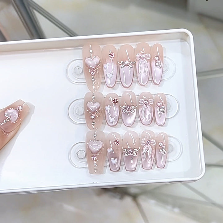 Romantic Decorative Press-On Nail Set Kalsten