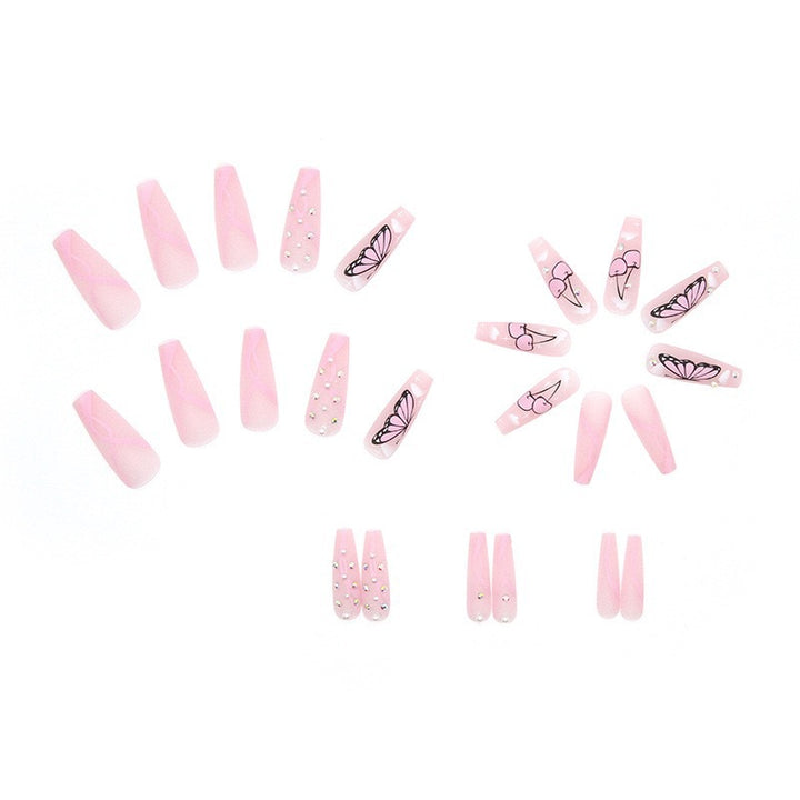 Decorative Press-On Nail Art Set with Butterfly Accents