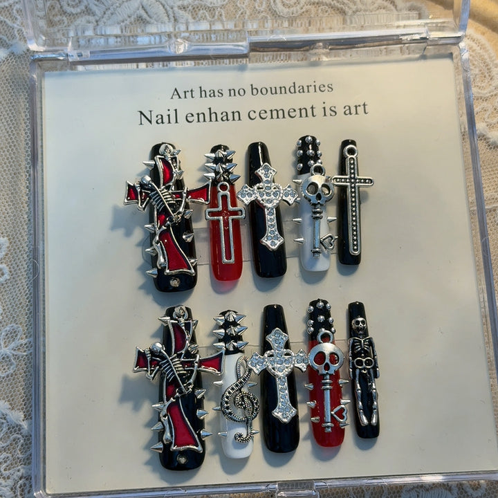 Gothic-Inspired Decorative Nail Art Enhancements