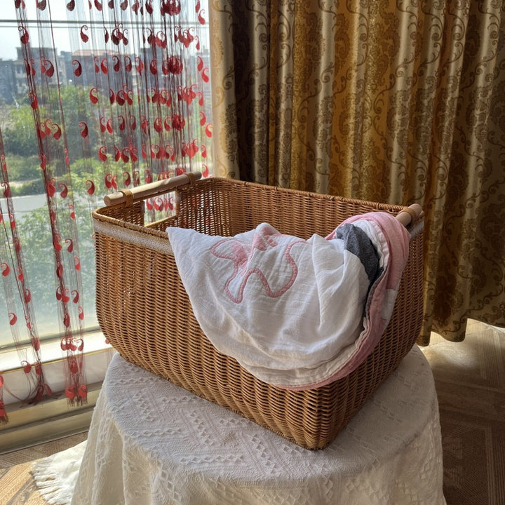 Handcrafted Woven Storage Basket with Wooden Handles Kalsten