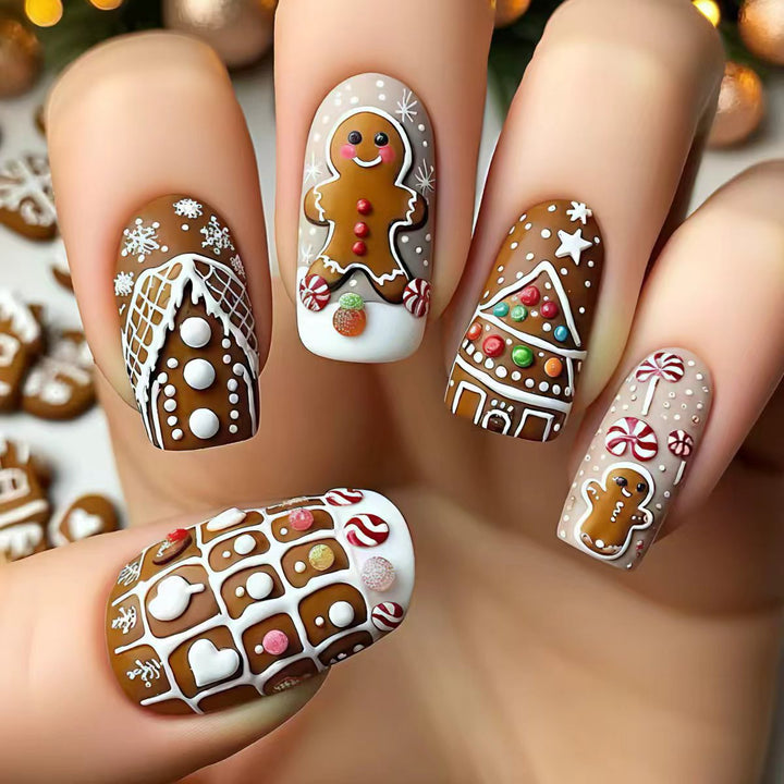 Gingerbread-Themed Nail Art Kalsten