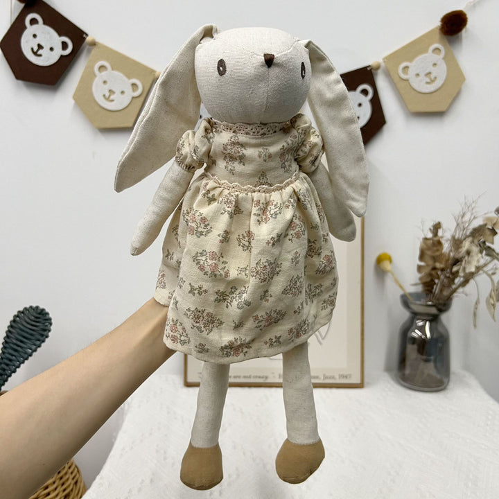 Linen Polka-Dot Pajama Comfort Bunny Doll with Long Floppy Ears