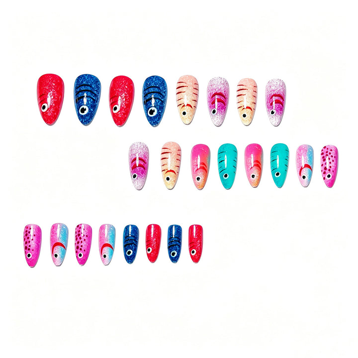 Creative artificial nails with cheerful fish design Kalsten