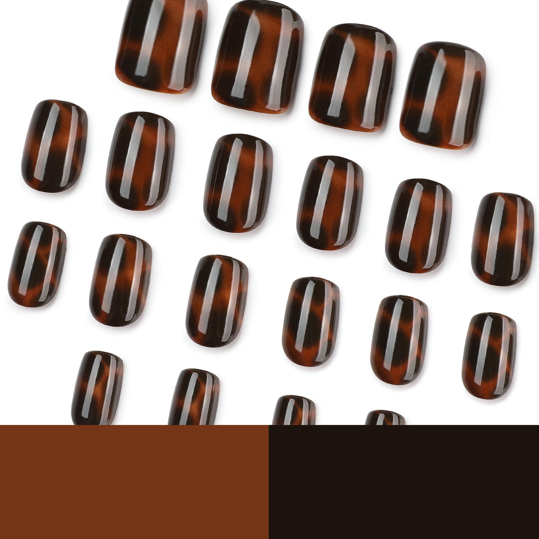 Artificial nail extensions with elegant tortoiseshell decor Kalsten