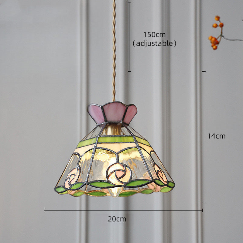 Adjustable Vintage Glass Pendant Light