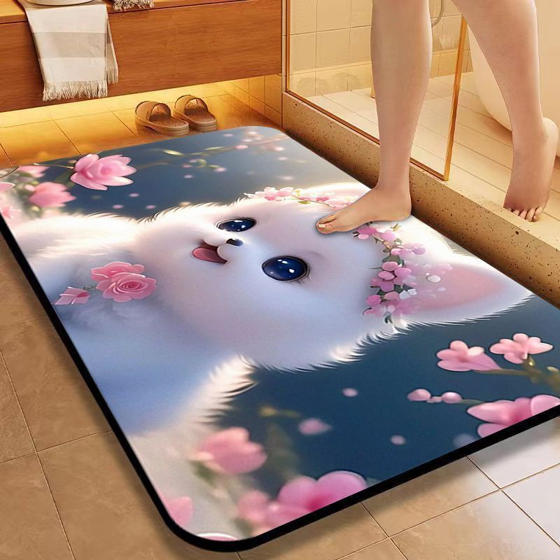 Cute Cat-Themed Bath Mat Kalsten