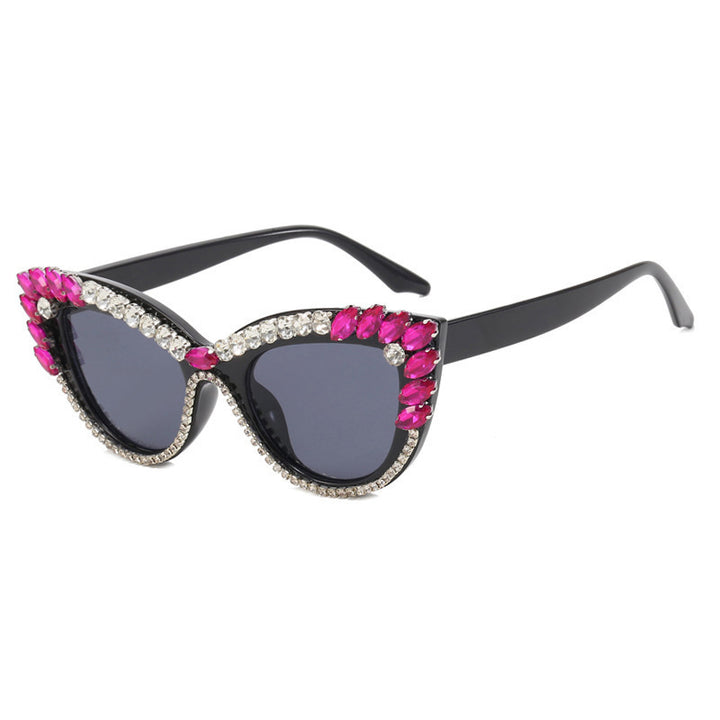 Ladies Glamorous Cat-Eye Sunglasses with Extravagant Crystal Decoration Kalsten