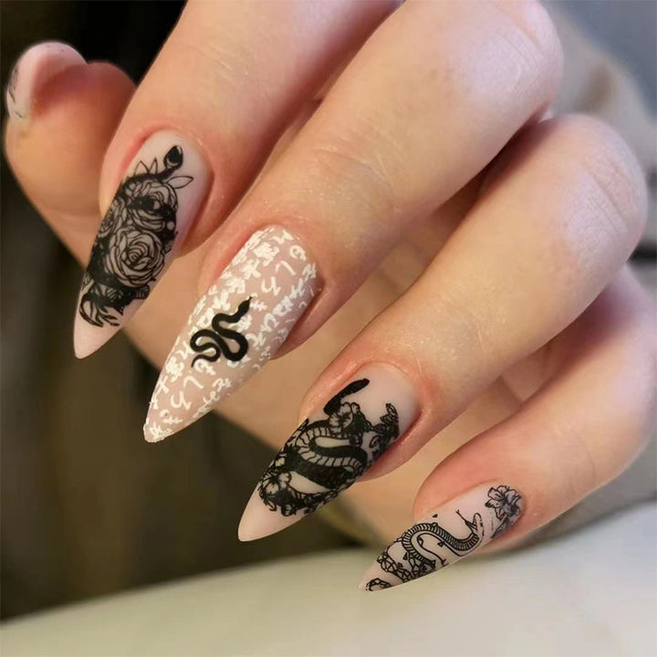 Artificial Nail Set with Glamorous Marbled Design Kalsten