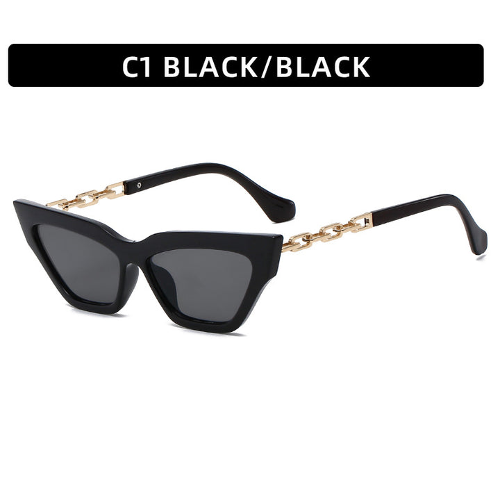 Chic Cat-Eye Sunglasses with Chain Accents