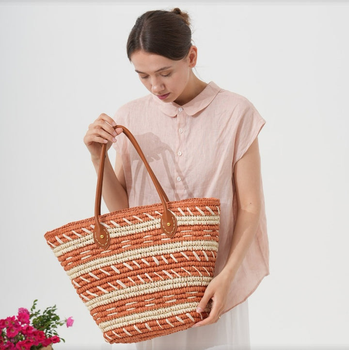 Polka Dot Rattan Handbag Kalsten