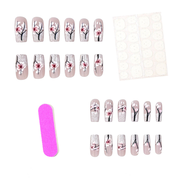 Floral Glitter Acrylic Nail Enhancements Kalsten