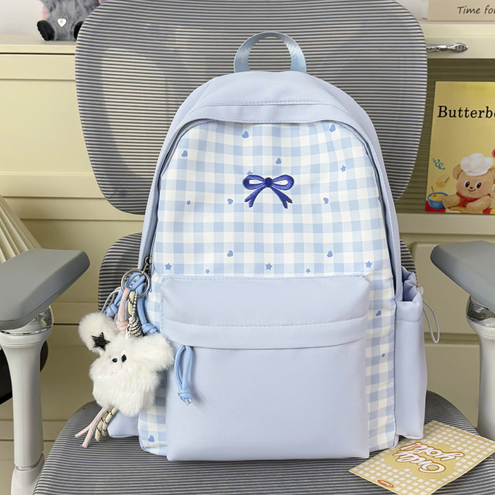 Checked Patterned School Backpack Kalsten