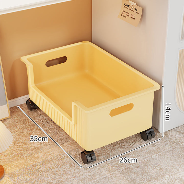 Low-Profile Under-Bed Plastic Open-Front Storage Drawer with Cutout Handles
