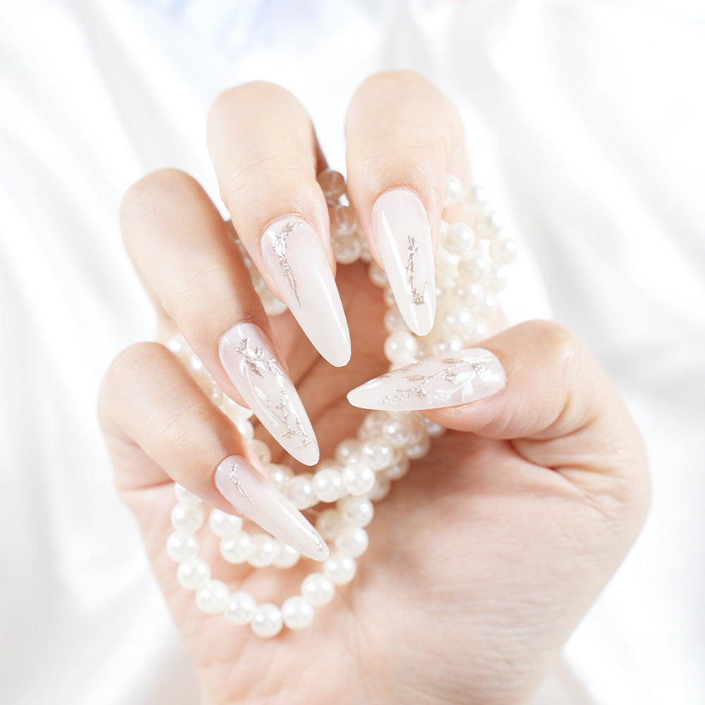 Elegant Floral Pointed Press-On Nail Set Kalsten