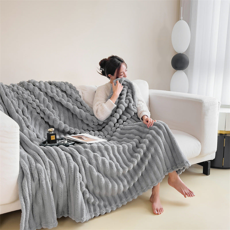 Textured Plush Throw Blanket
