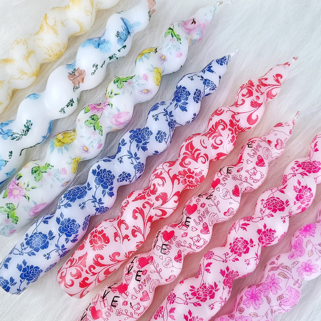 Spiral Printed Decorative Taper Candles for Table Centerpiece Styling